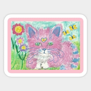 Pink cat Sticker